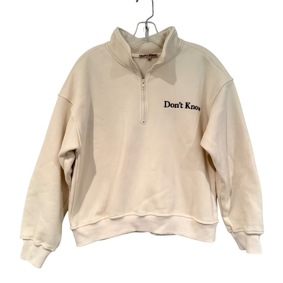 Bailey Rose Don't Know Don't Care Sweatshirt‎ Women's Small Cream Athleisure - Picture 5 of 13